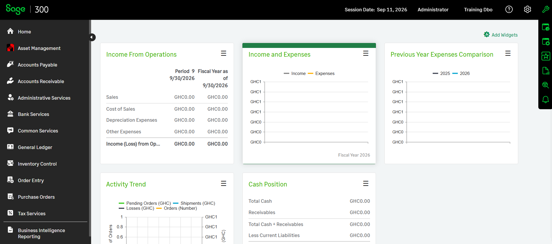 Sage 300cloud business intelligence dashboard